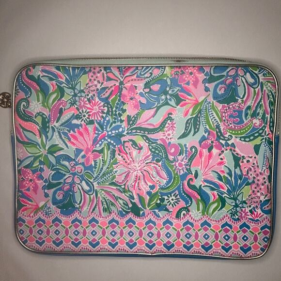 Lilly Pulitzer Pink and Blue Floral Tablet Laptop Sleeve - Picture 3 of 10